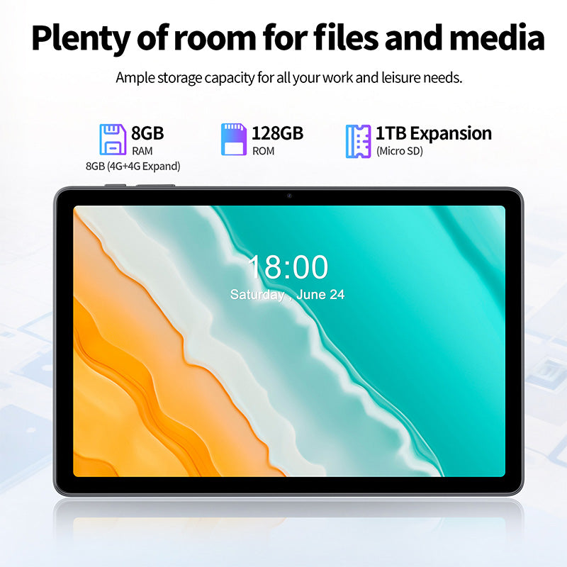 HiMex 11" Large Screen Tablet Android 14, 4+128GB, 2.4/5GHz Wi-Fi Only Tab