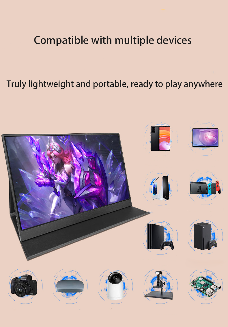 HiMex 15.6"Touchscreen Portable Monitor for Computer Laptop Phone 1920×1080