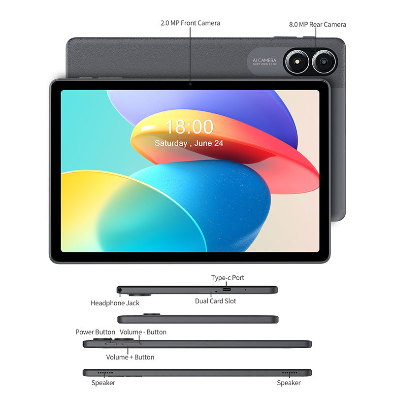 HiMex 11" Large Screen Tablet Android 14, 4+128GB, 2.4/5GHz Wi-Fi Only Tab