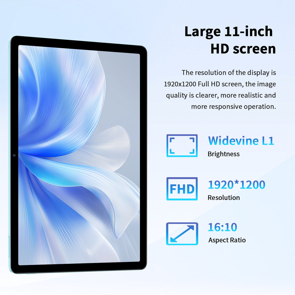 HiMex 11" Tablet -1920x1200 FHD Display, 6GB+128GB, Android 14 Work & Study