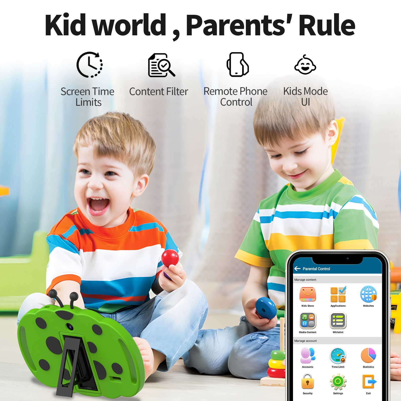 HiMex 7" Kids Tablet - Android 11, Parental Control, For Educational